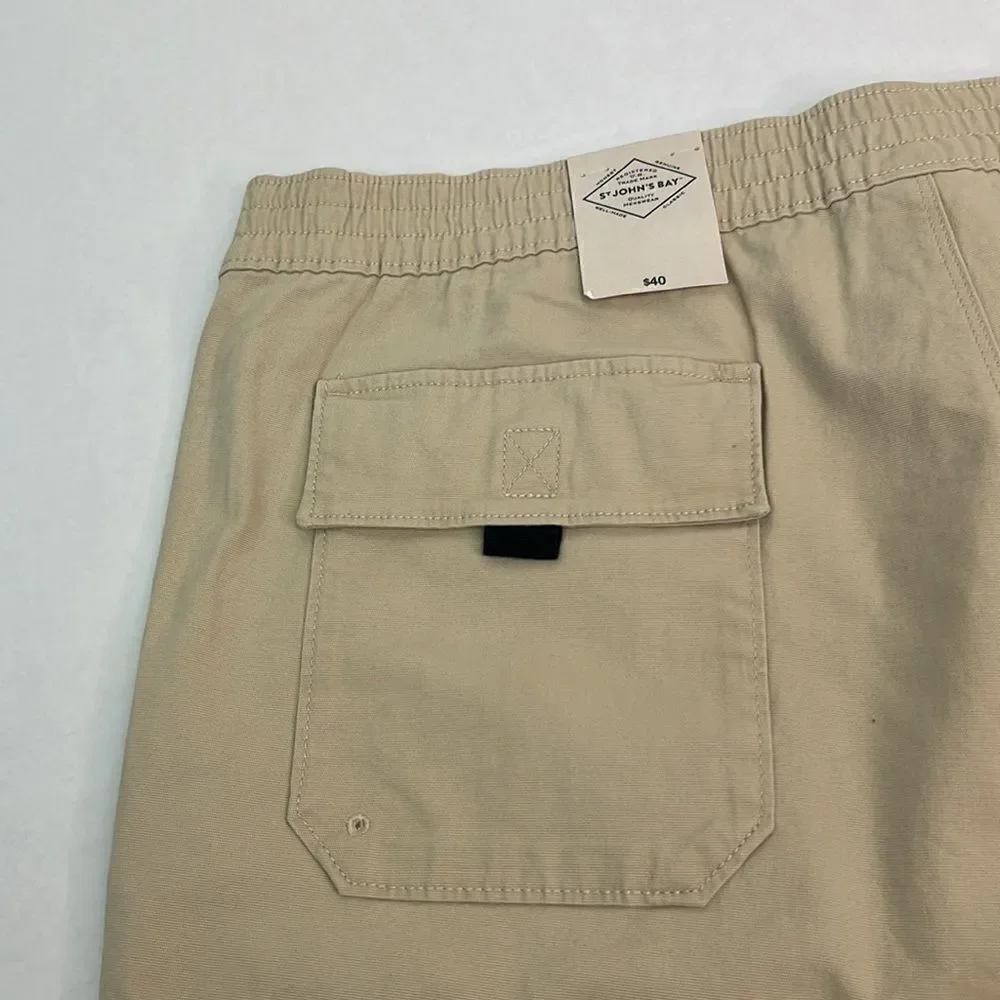 Saint John’s Bay tan elastic waist shorts size 42 NWT
